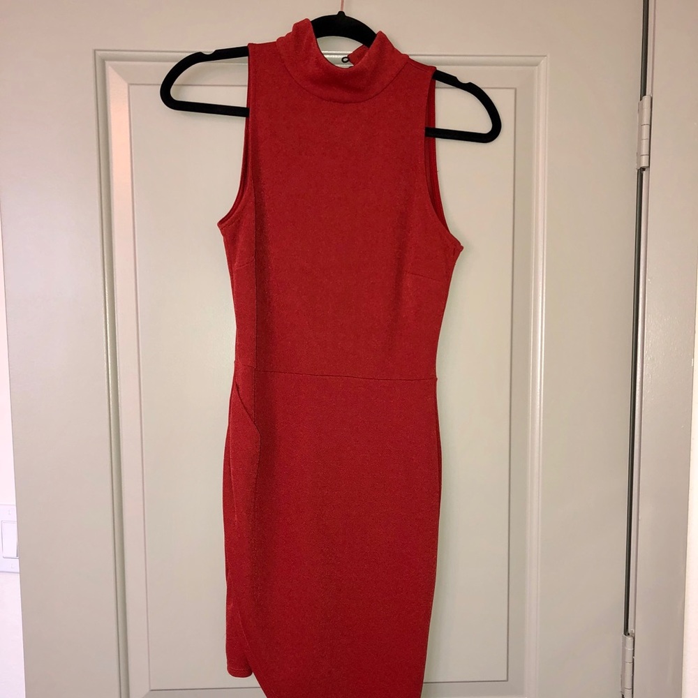 Orange turtle neck dress